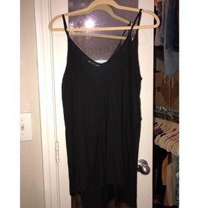 Black Flowy V-neck Tank Top